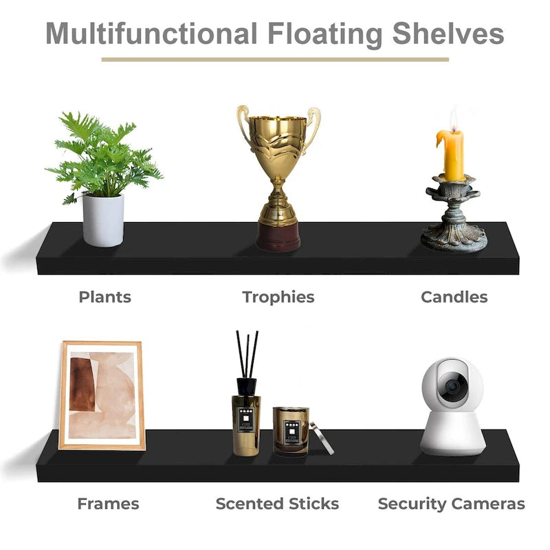 Long Floating Shelves for Wall Set of 2 - 35L x 9W x 1.5H