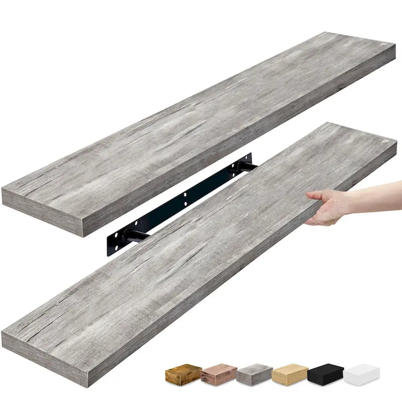 Long Floating Shelves for Wall Set of 2 - 35L x 9W x 1.5H