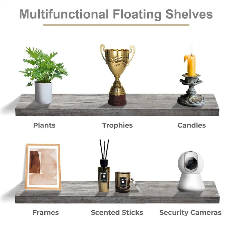 Long Floating Shelves for Wall Set of 2 - 35L x 9W x 1.5H