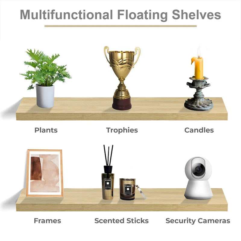 Long Floating Shelves for Wall Set of 2 - 35L x 9W x 1.5H