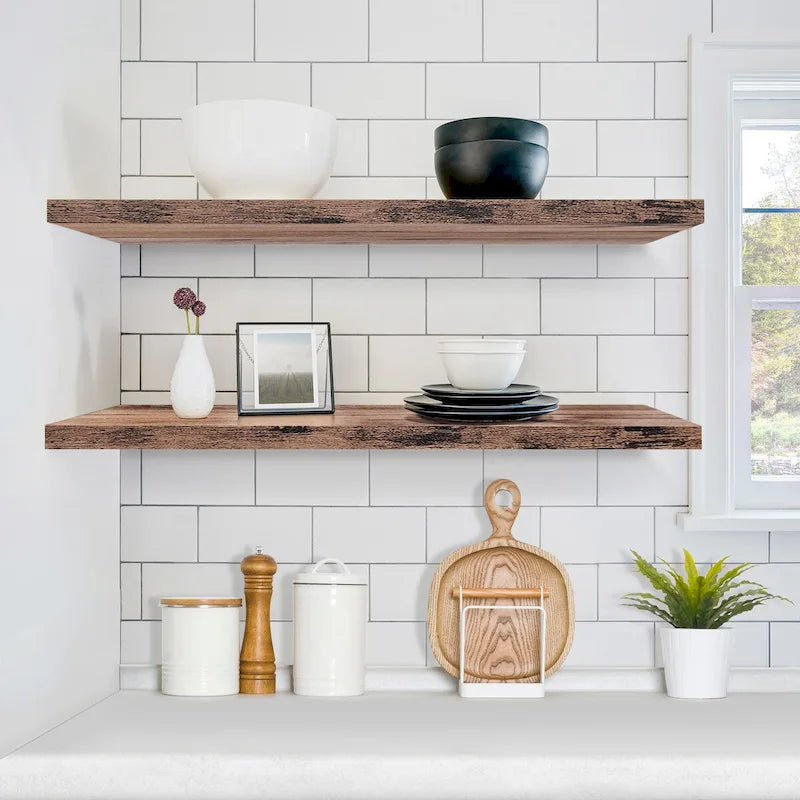 Long Floating Shelves for Wall Set of 2 - 35L x 9W x 1.5H