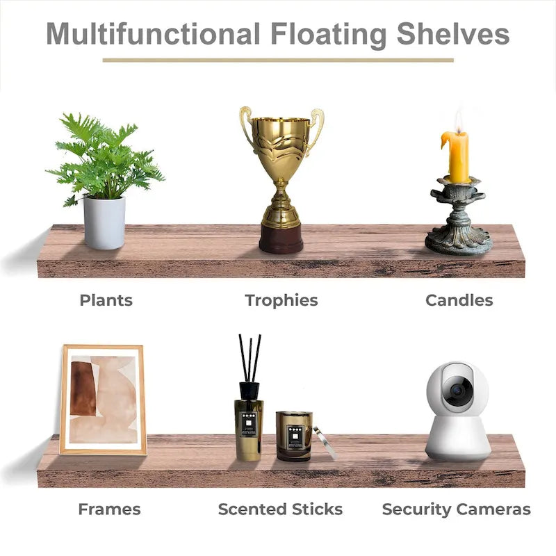 Long Floating Shelves for Wall Set of 2 - 35L x 9W x 1.5H