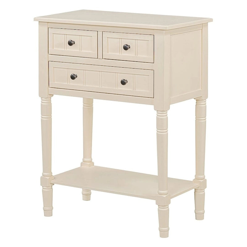 23.7 Solid Wood Console Table with 3 Drawers and Bottom Shelf