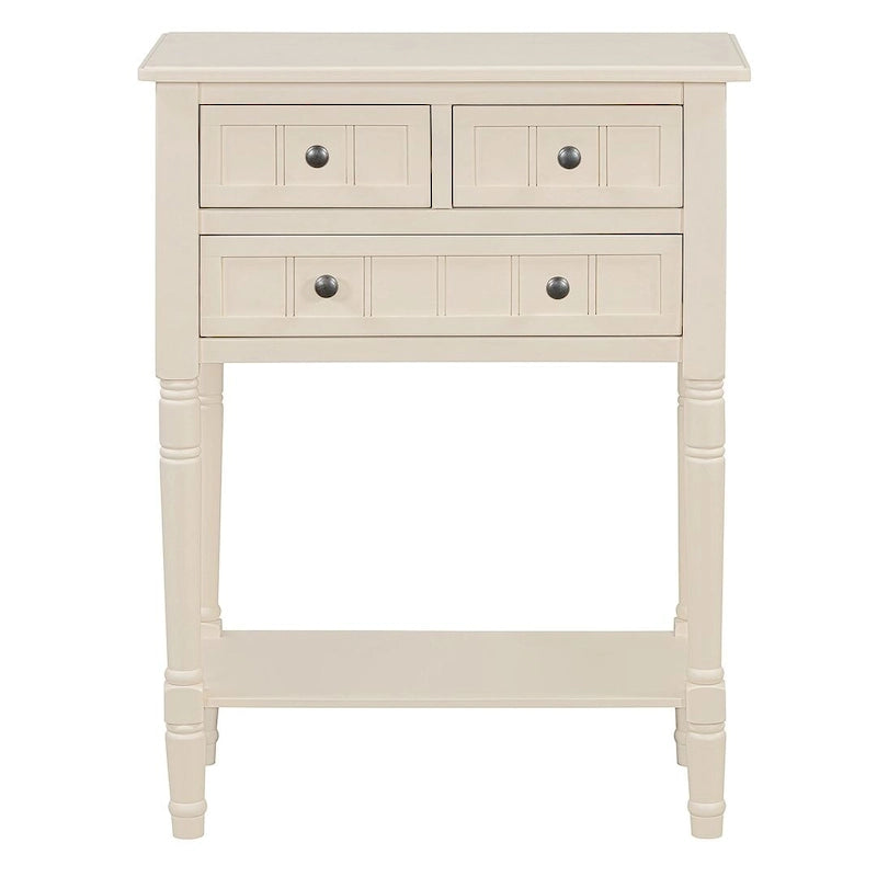 23.7 Solid Wood Console Table with 3 Drawers and Bottom Shelf