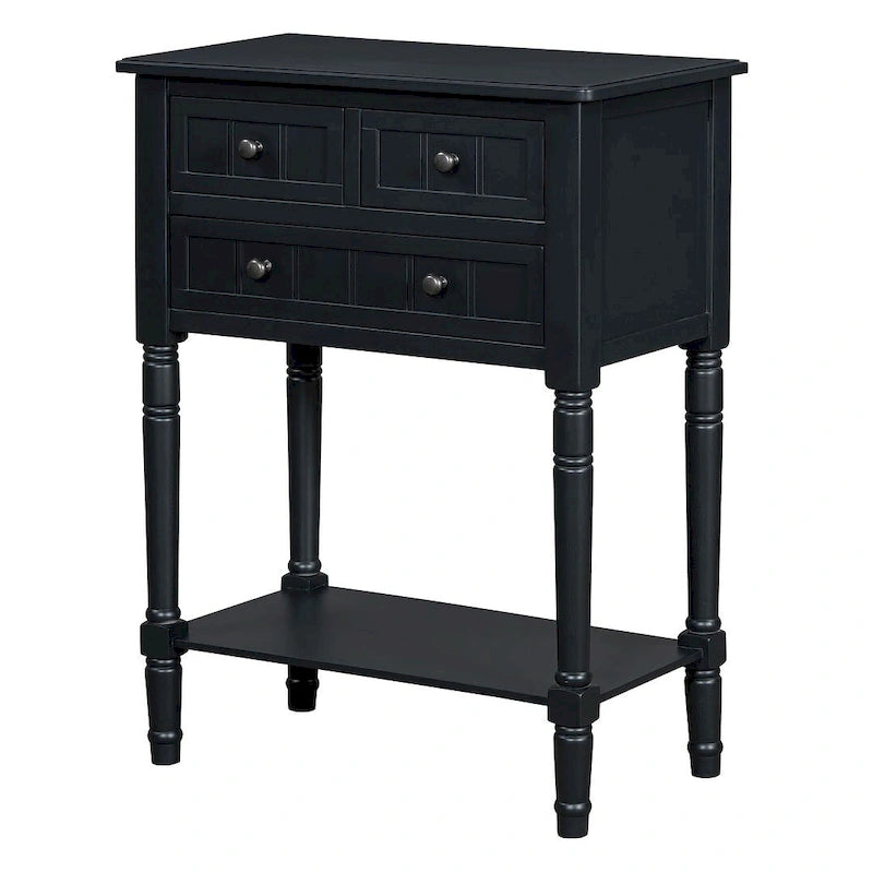 23.7 Solid Wood Console Table with 3 Drawers and Bottom Shelf