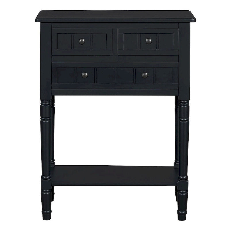 23.7 Solid Wood Console Table with 3 Drawers and Bottom Shelf