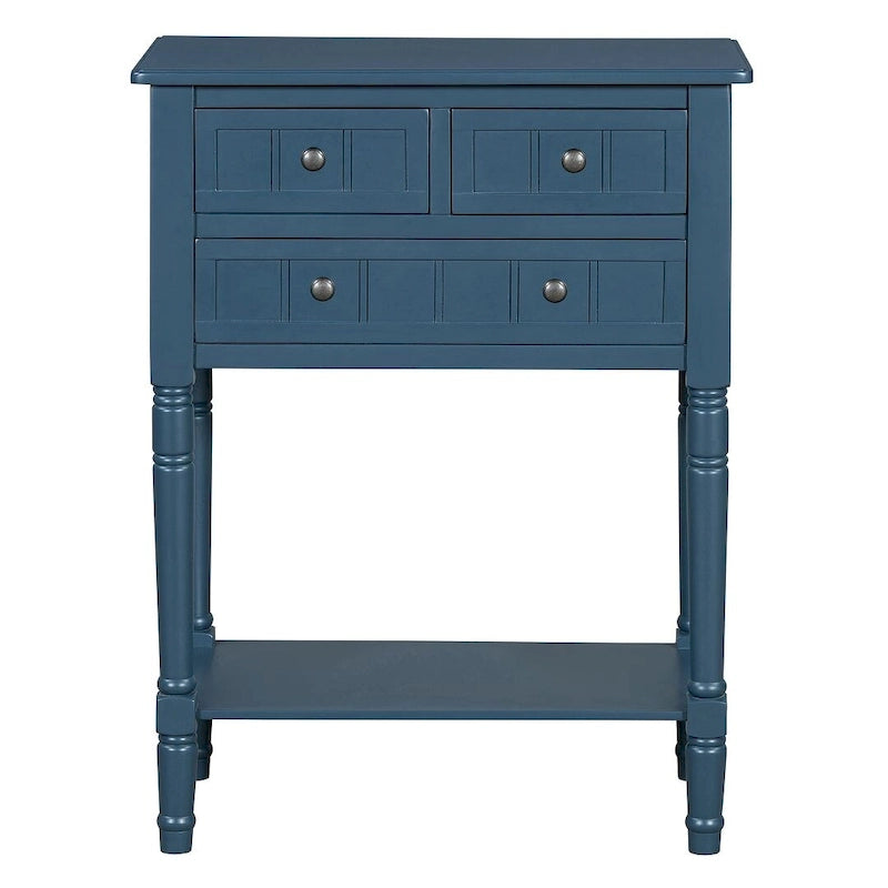 23.7 Solid Wood Console Table with 3 Drawers and Bottom Shelf